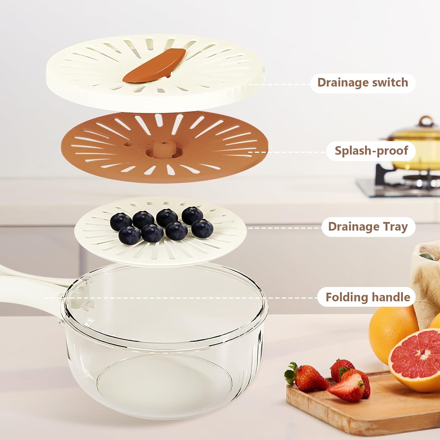 Multipurpose Drain and Storage Basket with Lid