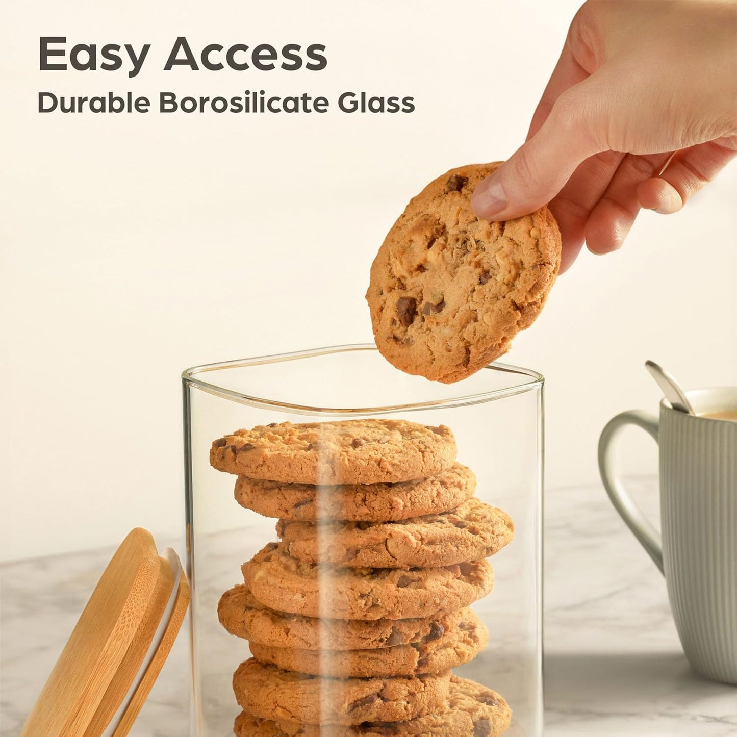 Glass Food Container Square Glass Jars with Bamboo Lids