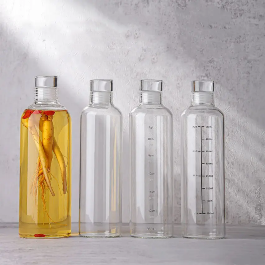 1000ml Glass Water Bottle with Time Scale ( BPA FREE)