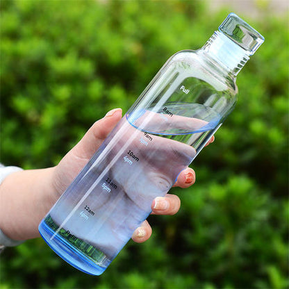 1000ml Glass Water Bottle with Time Scale ( BPA FREE)