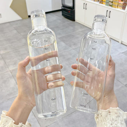 1000ml Glass Water Bottle with Time Scale ( BPA FREE)