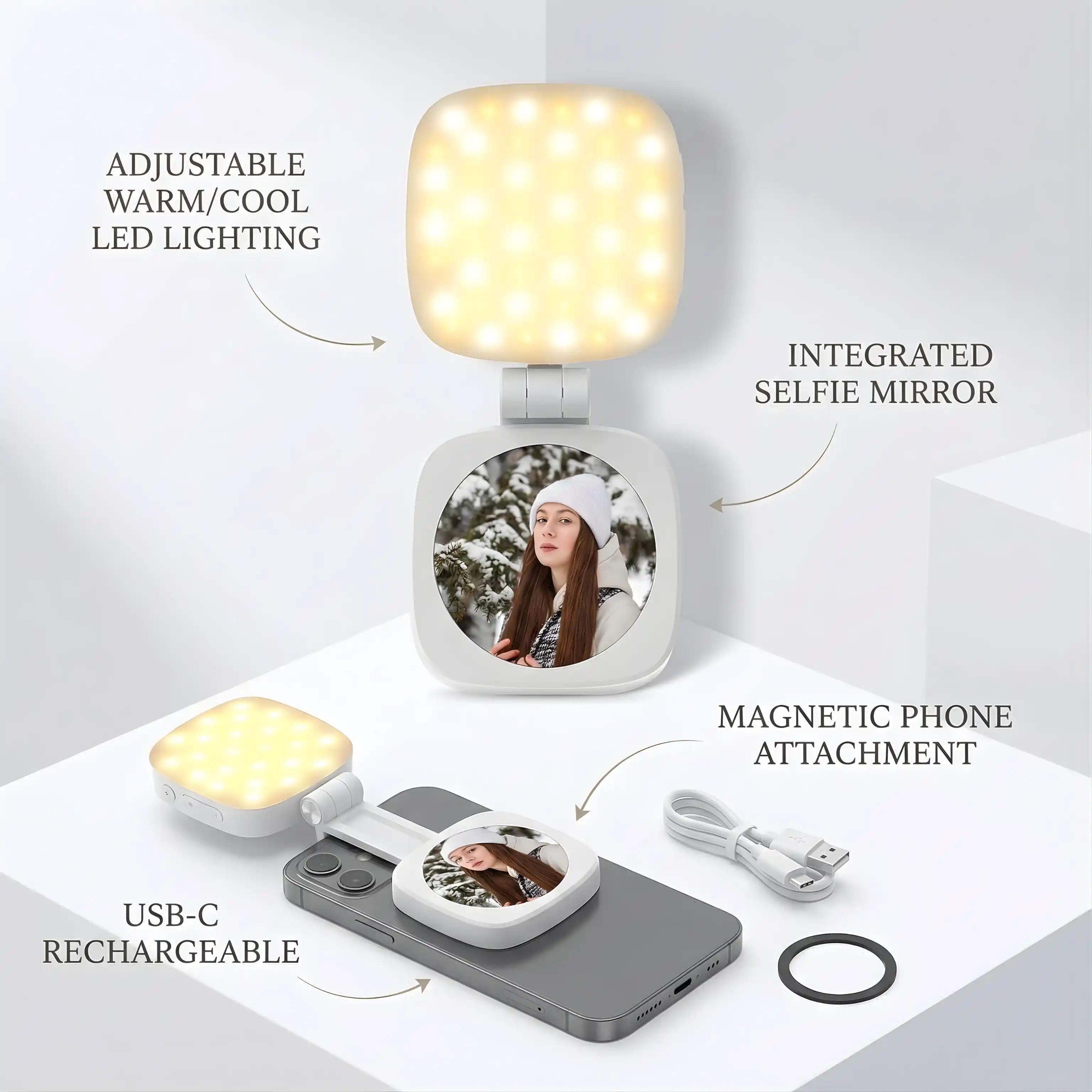 Angonaloy's Original Magnetic Selfie Light With Mirror