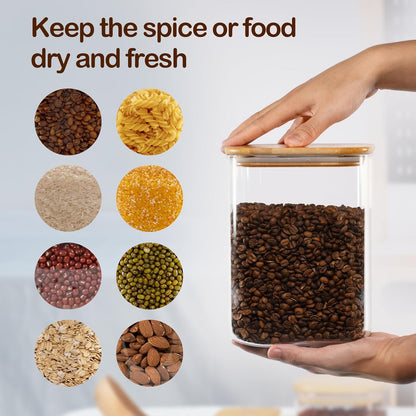Glass Food Container Square Glass Jars with Bamboo Lids