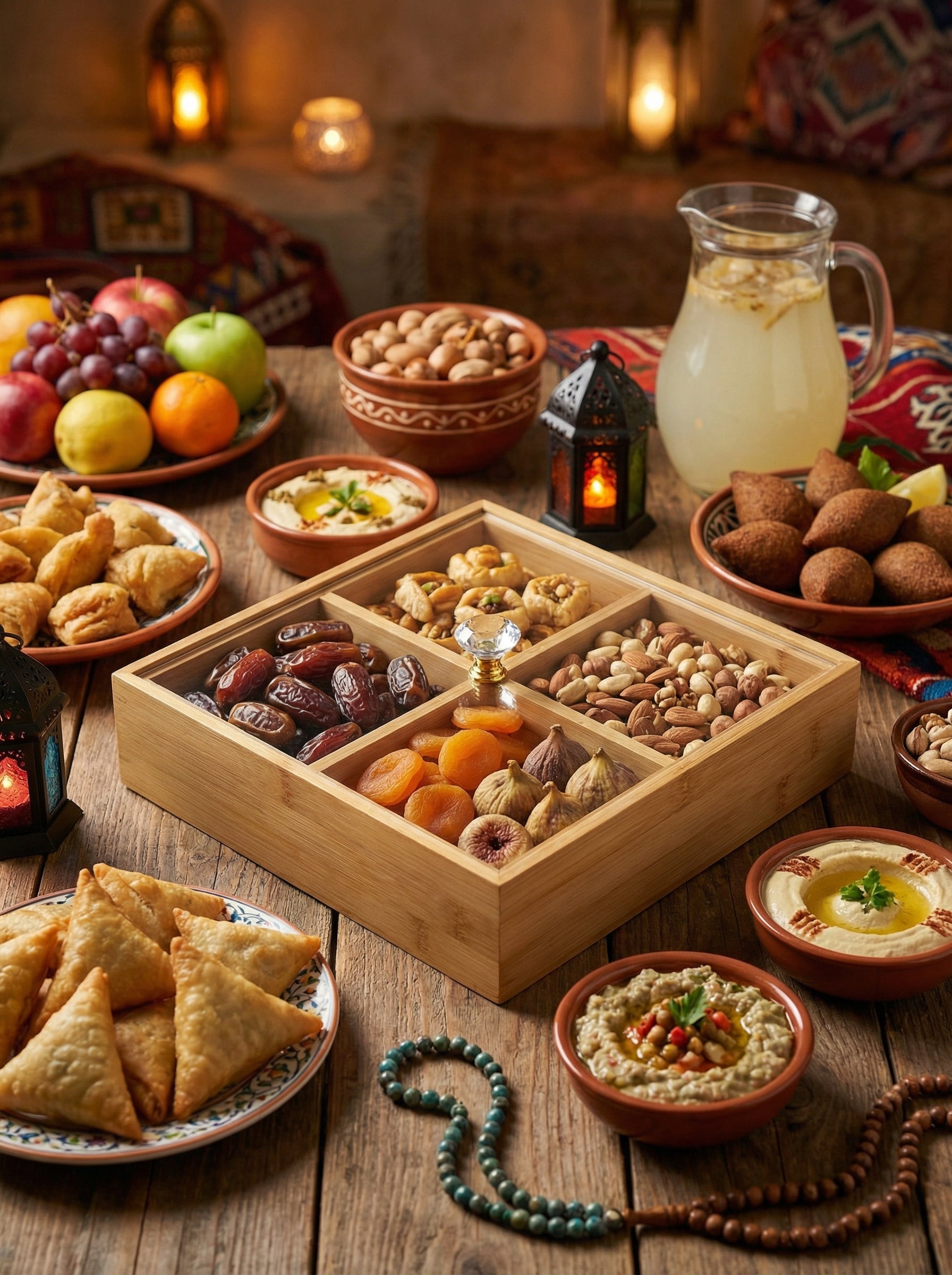 Divided Compartment Bamboo Food Platter Box